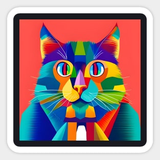 gato figuras geometricas de colores Sticker